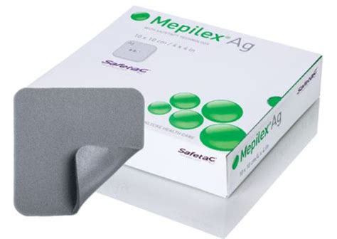 Molnlycke Mepilex® Ag Foam Dressing 4" x 8" Box of 5, 287200