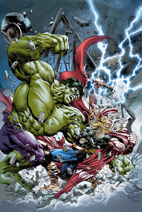 Marvel Comics of the 1980s: Hulk vs Thor by Mike Deodato Jr.