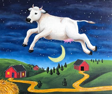 Goodnight Moon set of art prints Cow jumping over the moon | Etsy