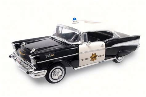 1957 Chevy Bel Air Police, Black - Lucky 92107 - 1/18 Scale Diecast ...