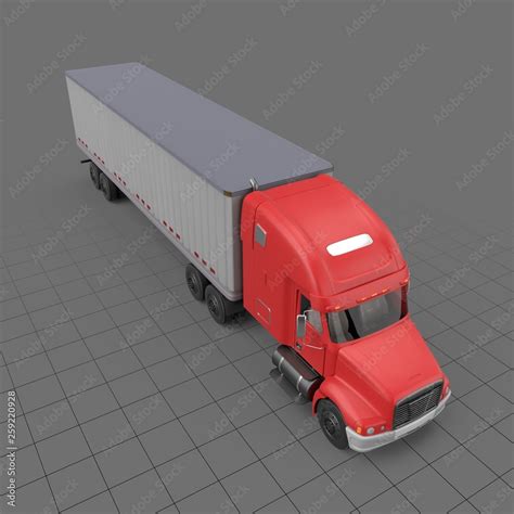 Semi truck with small trailer Stock 3D asset | Adobe Stock