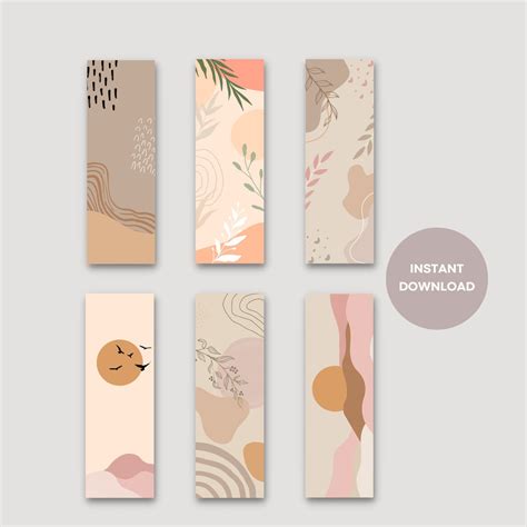 Minimal Aesthetic Bookmark Set, Printable Bookmarks, Instant Download ...