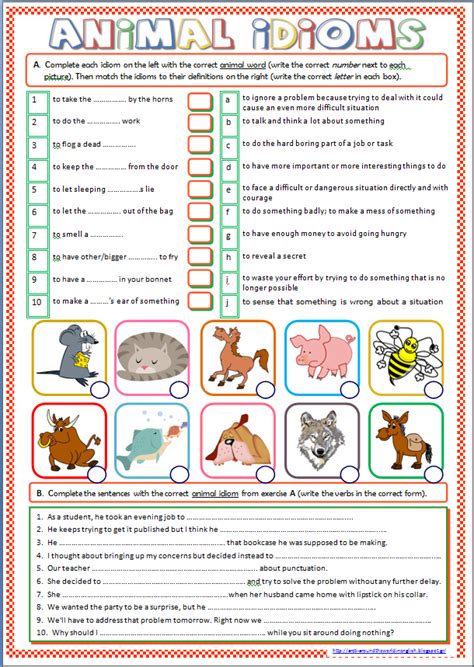 Idioms Worksheets For Kids - Worksheets Joy