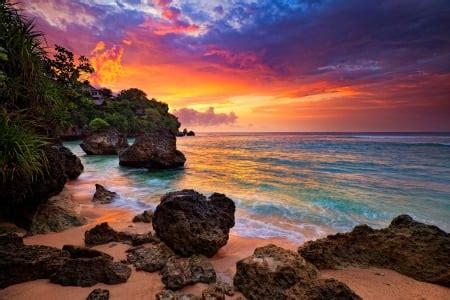 Sunset At Hidden Beach, Bali - Beaches & Nature Background Wallpapers ...