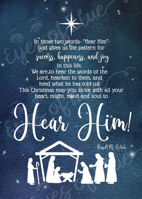 Hear Him Christmas Printable Russell M. Nelson Quote Christmas Postcard ...