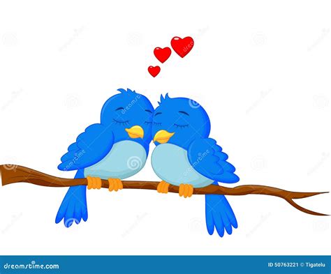 Cartoon Birds Couple in Love Stock Vector - Illustration of holiday ...