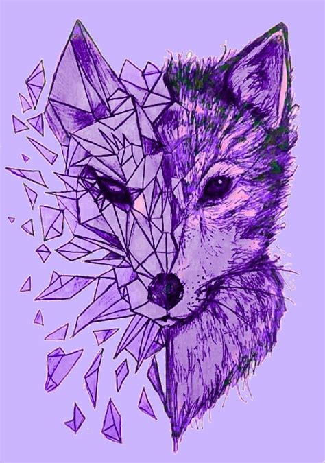 Purple - abstract drawing of a fox | Animal drawings, Fox art, Drawings