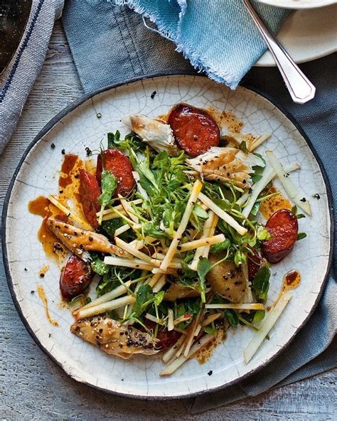 Warm smoked mackerel, apple and chorizo salad recipe | delicious. magazine