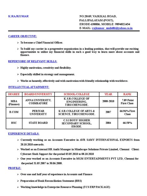 Rajkumar Resume | PDF | Accounting | Business