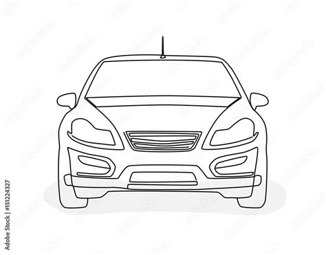 Hand drawing of a car in the front view Stock Vector | Adobe Stock