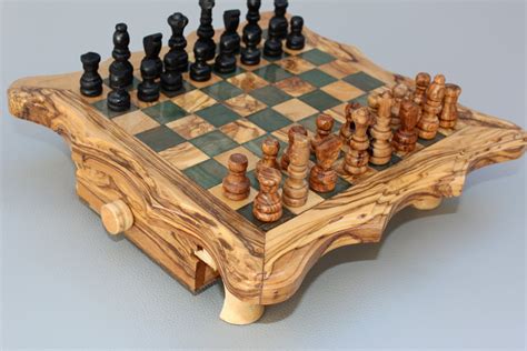 Handcarved Chess Board / Handmade Wooden Chess Set - Medium Size ...