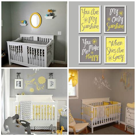 Yellow and Grey Themed Nursery; cute wall decor ideas | Grey baby room ...