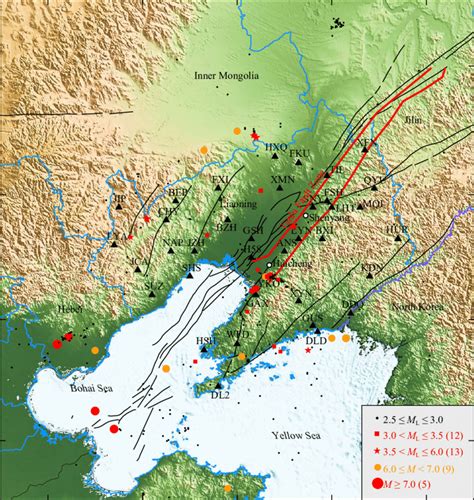 Map of Liaoning Province and surrounding areas. Background color shows ...