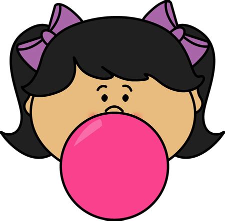 Girl Blowing Bubble Gum Clipart