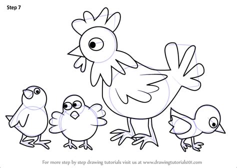 How to Draw Chicken and Chicks (Animals for Kids) Step by Step ...