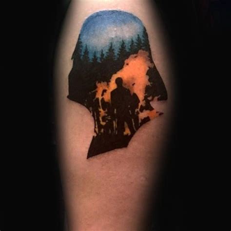 Darth Vader Forest Fire Creative Mens Upper Arm Tattoos Flower Tattoo ...