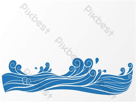 Blue Cartoon Sea Water Vector Elements PNG Images | AI Free Download ...