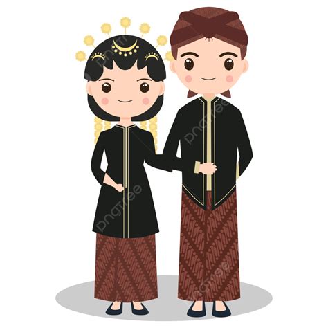 Couple Character Wearing Central Java Traditional Wedding Dress Free ...