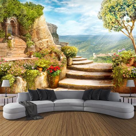 Custom 3D Photo Wallpaper European Garden Nature Landscape Large Murals ...