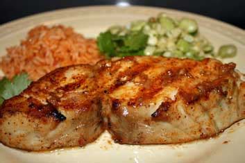 Grilled wahoo fish : Ono with Mojo de Ajo