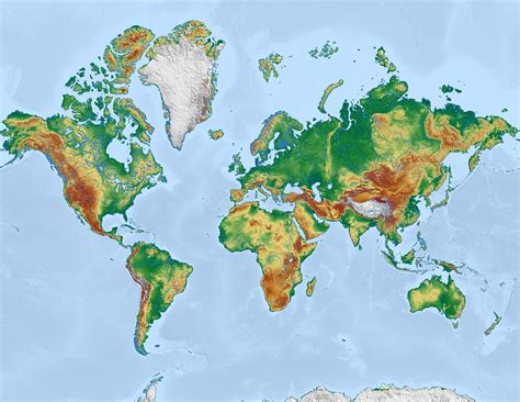 a map of the world showing land cover in green and brown, as well as white