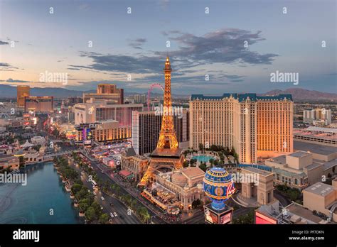 Las Vegas Strip skyline at sunset Stock Photo - Alamy