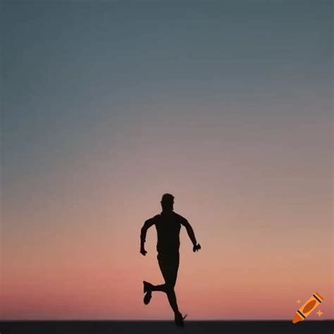 Silhouette of a man running at sunset on Craiyon