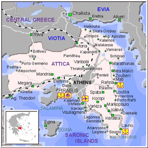 Attica map GREECE - Detailed map of Attica