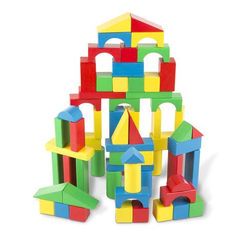 Buy Melissa & Doug Wooden Building Blocks Set - 100 In 4 Colors And 9 ...