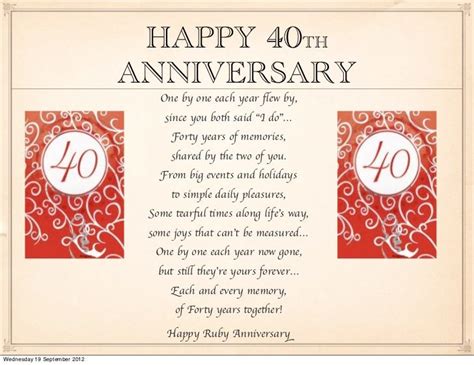 40th Anniversary: Wishes, Quotes, And Poems For Cards Holidappy | vlr ...