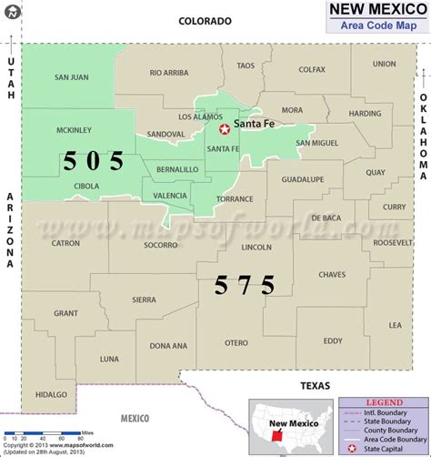 New Mexico Area Codes | Map of New Mexico Area Codes