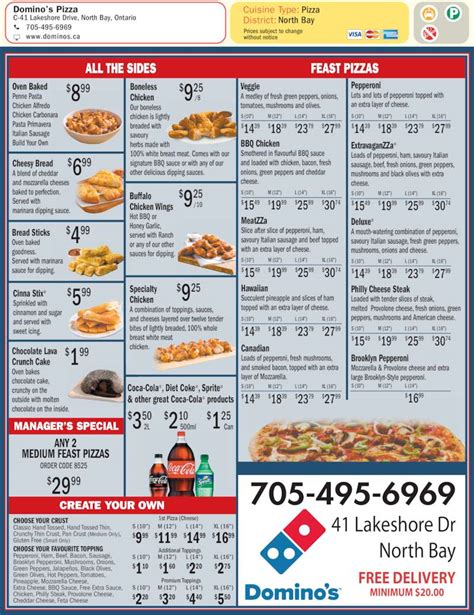 Domino's Pizza - Menu, Hours & Prices - 41 Lakeshore Dr, North Bay, ON