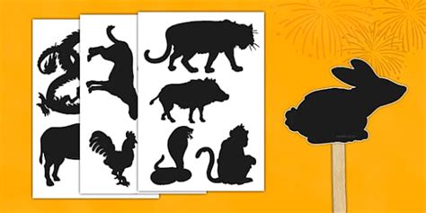 Chinese New Year Zodiac Animals Shadow Puppet Cut-Outs