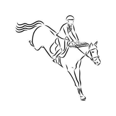 Premium Vector | Jumping horse,black white picture isolated on white ...