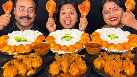 MUKBANG ASMR Eating Spicy Chicken Curry & Egg Curry with Rice Challenge ...