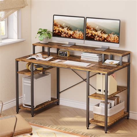 17 Stories Kinslee 55 Inches Computer Desk with Monitor Shelf & Reviews ...