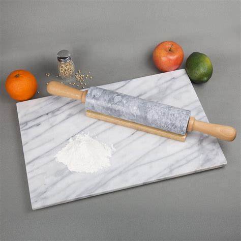 Amazon Hot Selling Marble Ceramic Rolling Pin Marble with Wooden Stand