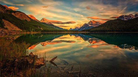 1920x1080px, 1080P Free download | Golden Sunset At Waterfowl Lake ...