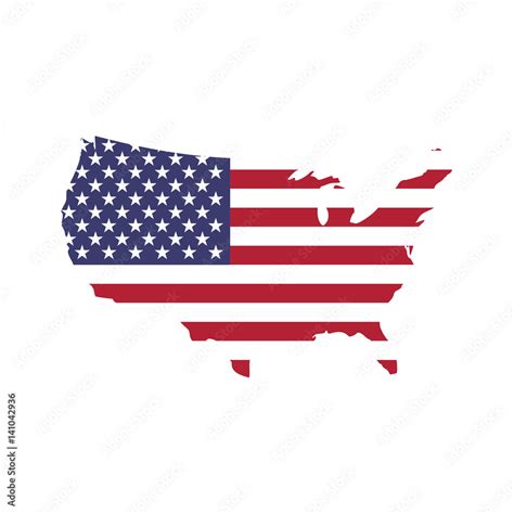 USA flag in a shape of US map silhouette. United States of America ...