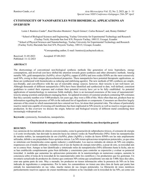 (PDF) CYTOTOXICITY OF NANOPARTICLES WITH BIOMEDICAL APPLICATIONS AN ...