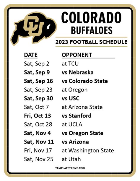 Colorado Buffs Football Schedule 2024 Schedule - Lois Stormy