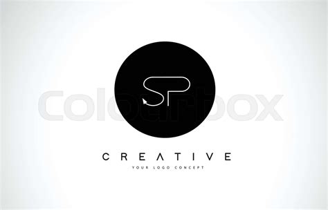 SP S P Logo Design with Black and White Creative Text Letter Vector ...