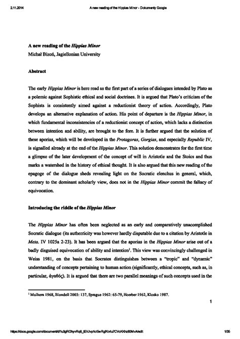 (PDF) A New Reading of the Hippias Minor | Michał Bizoń - Academia.edu