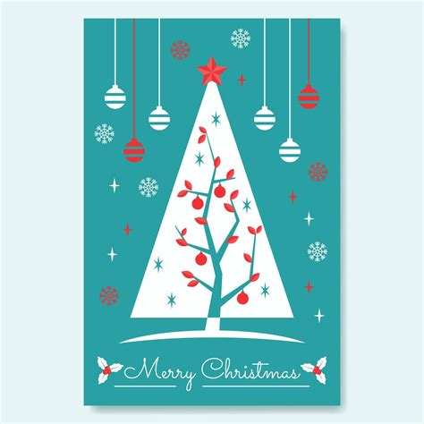 Poster With Christmas Mid-Century Tree | Merry christmas card greetings ...