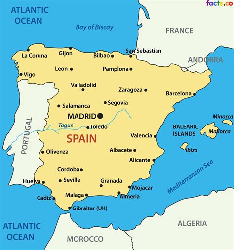 Map of Spain cities: major cities and capital of Spain