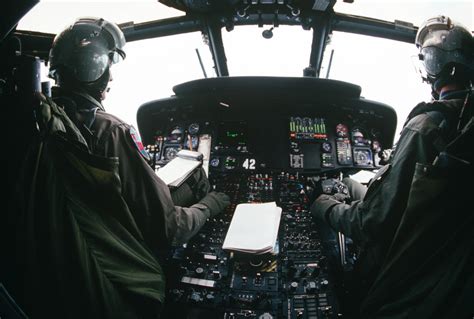 An interior view of the cockpit of SH-60B Sea Hawk helicopter during ...