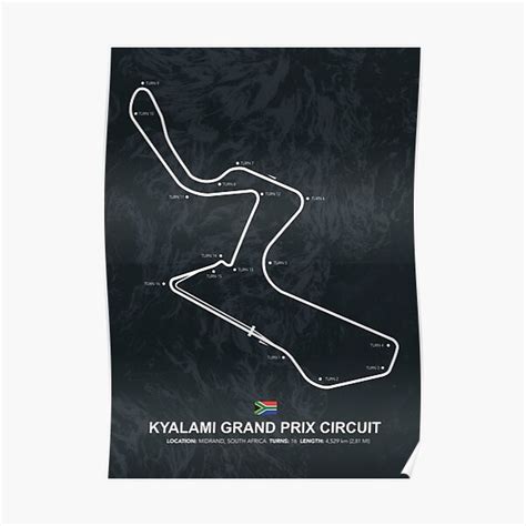 "Kyalami Grand Prix Circuit - Racetrack Map" Poster for Sale by ...