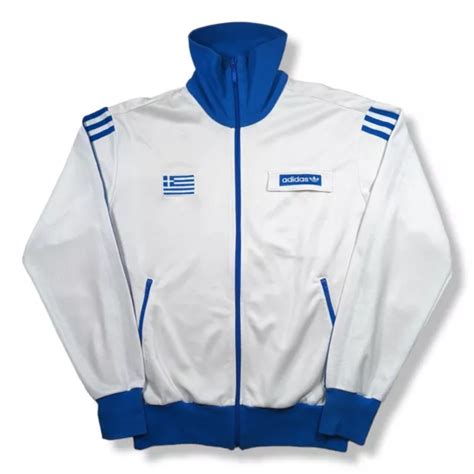 ADIDAS ORIGINALS GREECE Tracksuit Jacket Track Top White Hellas Men's ...