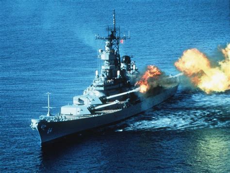 USS Wisconsin (BB-64) fires its 50-caliber guns! (google.image) 11.16 ...