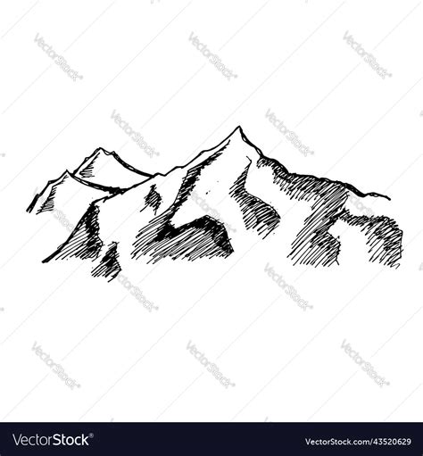 Mountain hill drawing sketch design Royalty Free Vector